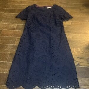 Boden Eyelet Lace Dress Womens Navy Blue Size 4R